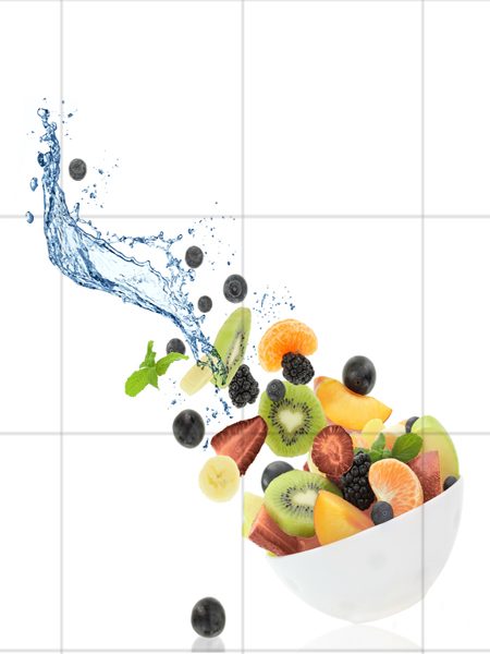 Cuenco con frutas, mural cerámico. Tiled fruit bowl